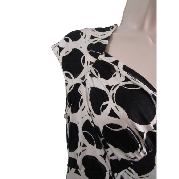 Banana Republic Silk Blend Jersey Abstract Fit Flare Dress Black White Sz S EUC - Picture 9 of 13